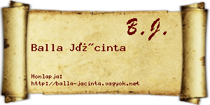 Balla Jácinta névjegykártya